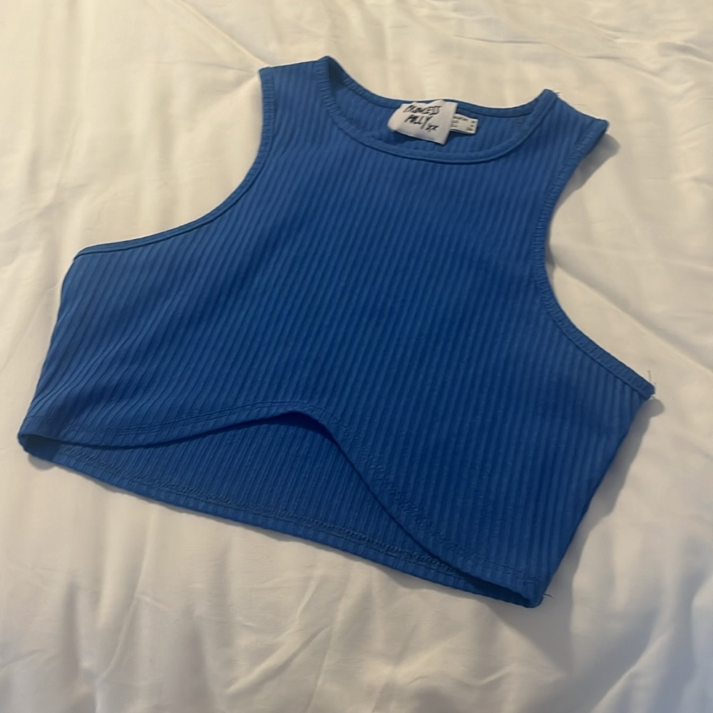 Princess Polly Blue Ribbed Crop Top - Picture 3 of 4